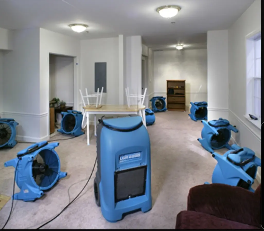 Air movers and dehumidifier setup for Water Extraction & Removal in Boulder Creek